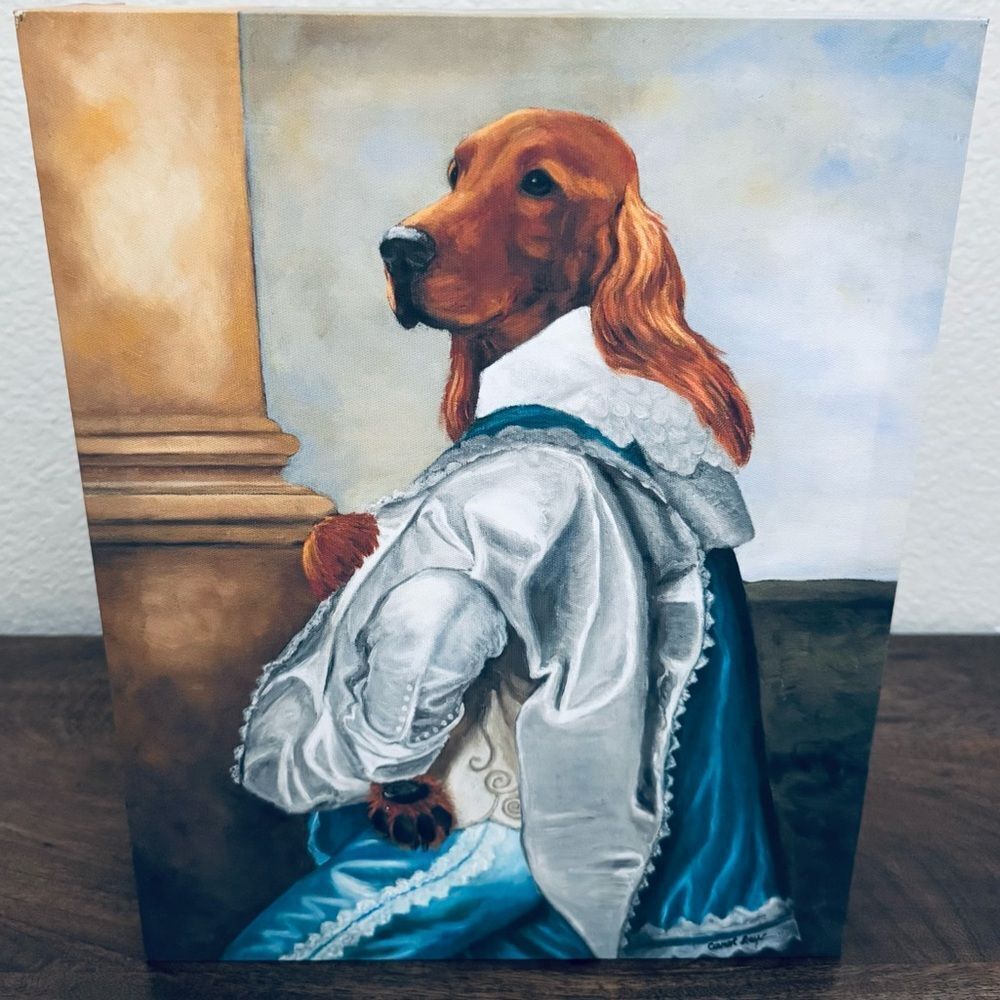 Bloodhound Dog Royal Victorian Vintage Funny Portrait Mounted Canvas Wall Art